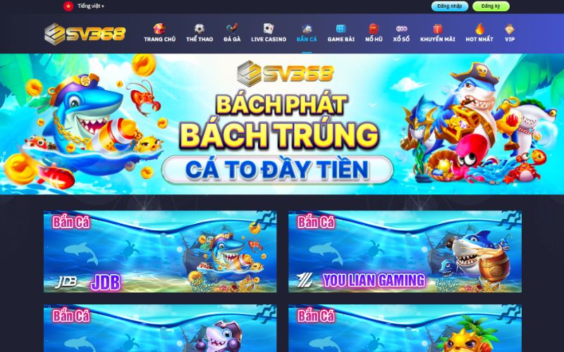 Trải nghiệm game bắn cá SV368 hấp dẫn cực đỉnh