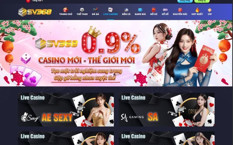 Truy cập ngay hàng loạt sảnh casino trực tuyến chất lượng khi đăng nhập SV368